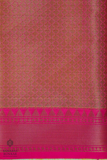 Banarasi cotton tissue silk saree allover zigzag design with contrast skirt Bord