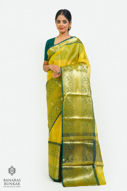 Banarasi Tissue silk saree allover plain design with contrast skirt Border