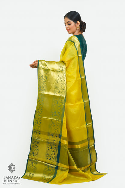Banarasi Tissue silk saree allover plain design with contrast skirt Border