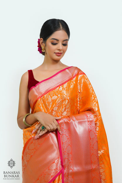 Banarasi handloom Tissue silk zari Brocade saree allover jaal design with skirt