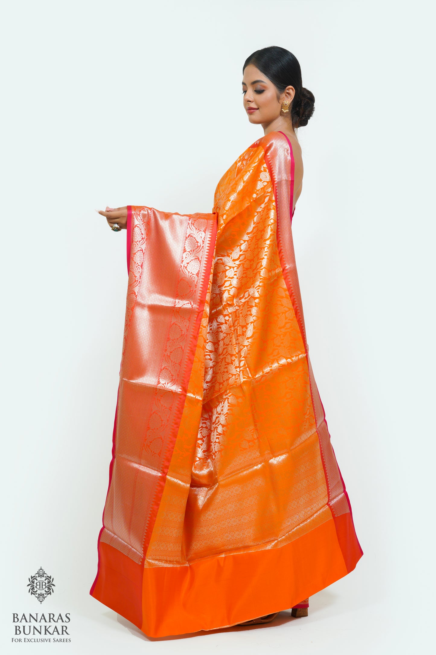 Banarasi handloom Tissue silk zari Brocade saree allover jaal design with skirt