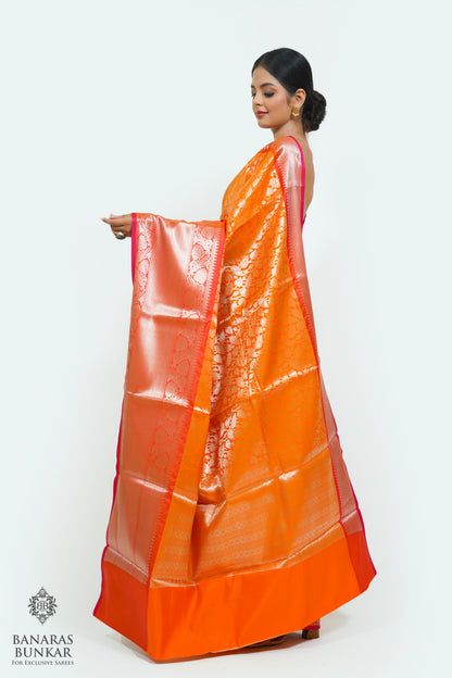 Banarasi handloom Tissue silk zari Brocade saree allover jaal design with skirt