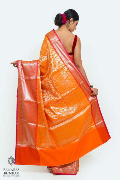 Banarasi handloom Tissue silk zari Brocade saree allover jaal design with skirt