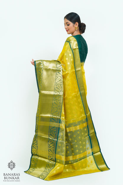 Banarasi Tissue silk saree allover Buti design with contrast skirt Border