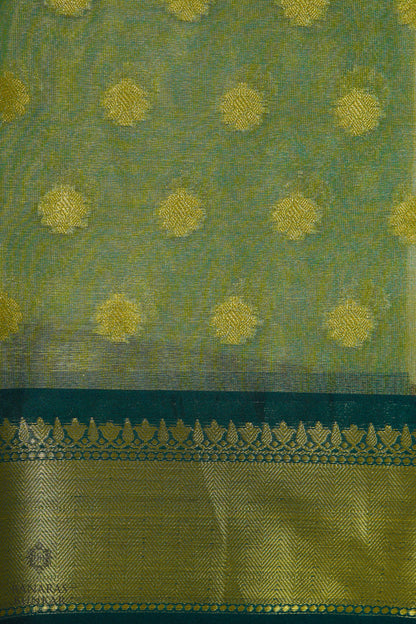 Banarasi Tissue silk saree allover Buti design with contrast skirt Border