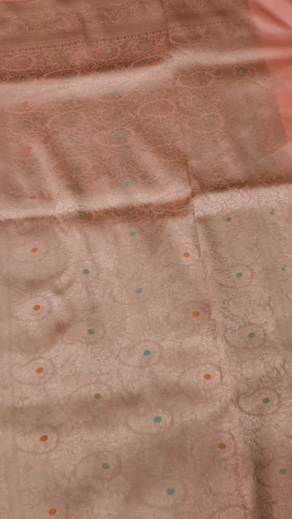 Banarasi Handloom pure upada katan silk saree - Peach