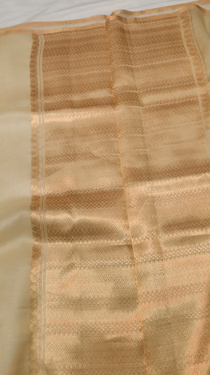 Banarasi Handloom pure kaduwa kora silk saree Handwoven - off white