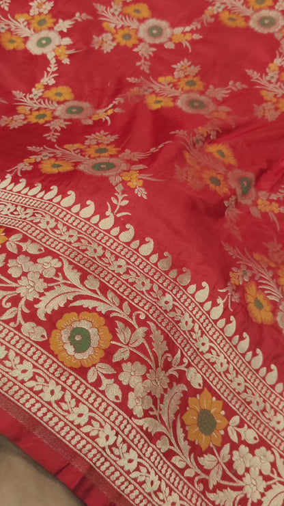 Banarasi handloom pure upada katan silk saree -Red