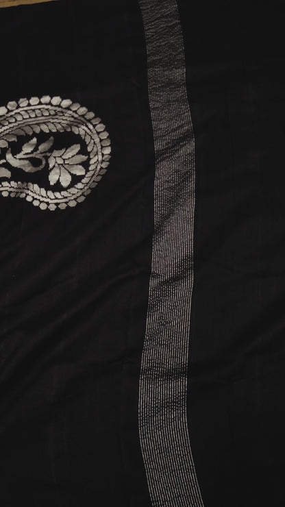 Banarasi Handloom pure Moonga Georgette saree - Black