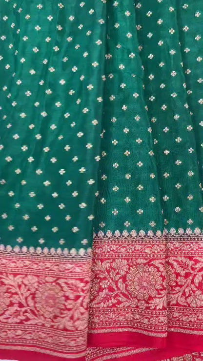 Banarasi handloom pure khaddi crepe Georgette saree