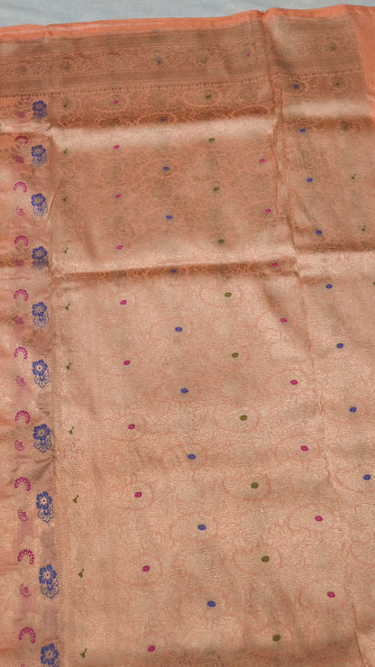Banarasi Handloom pure upada katan silk saree - peach