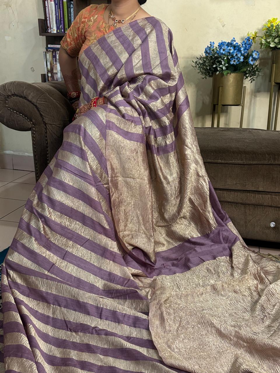 Banarasi handloom pure Moonga Tissue silk saree