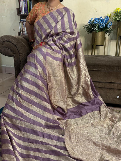 Banarasi handloom pure Moonga Tissue silk saree