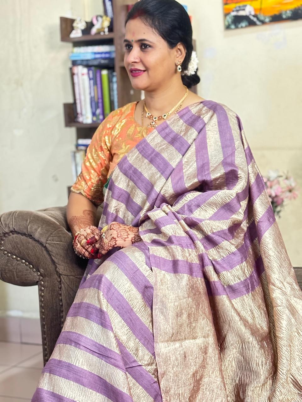 Banarasi handloom pure Moonga Tissue silk saree