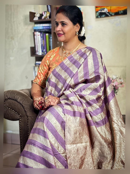 Banarasi handloom pure Moonga Tissue silk saree